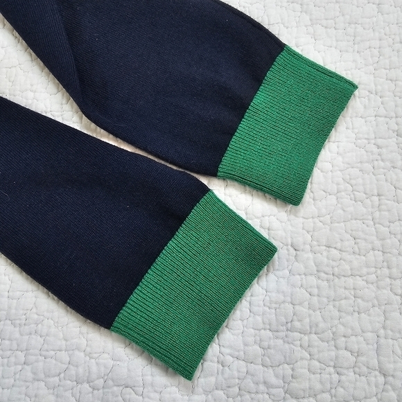 Banana Republic Merina Wool Navy Blue Green Color Block Sweater - Picture 6 of 7